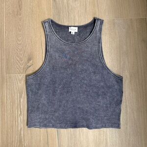 Le Lis Charcoal Ribbed Cropped Tank Top